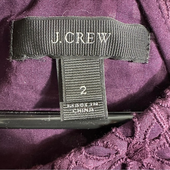 J Crew purple openwork cotton top, size 2, button, spring, summer, breathable - Picture 3 of 11
